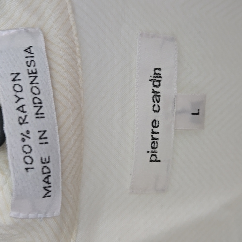 Pierre Cardin Cream Casual Button Down Shirt with Tropical Print - Picture 4 of 8